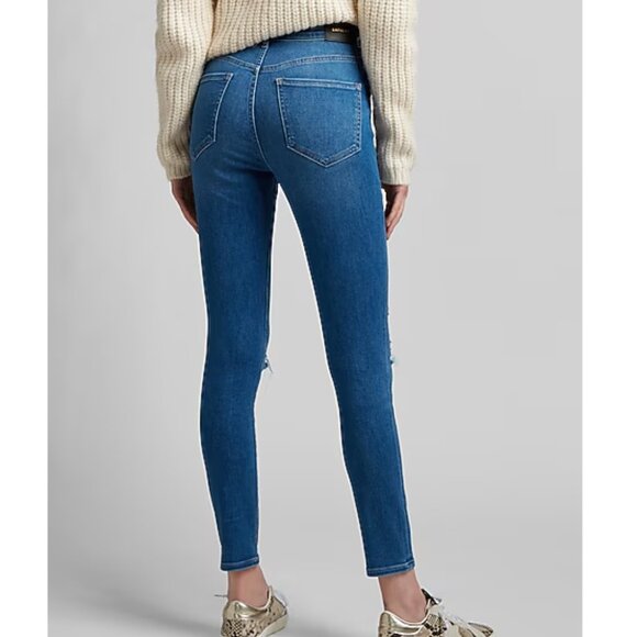 Express High Waisted Ripped Super soft Skinny Jeans Size 6S - Picture 2 of 10